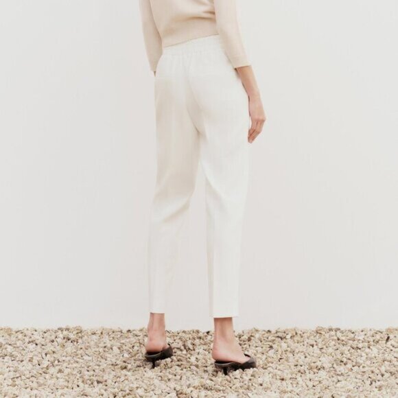 NEW Zara Women's BUTTONED STRAIGHT LEG PANTS White - Picture 7 of 11